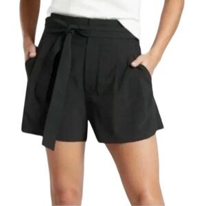 Athleta Skyline Shorts Size 8 Paper Bag Tie Waist Black Athleisure Casual Lounge